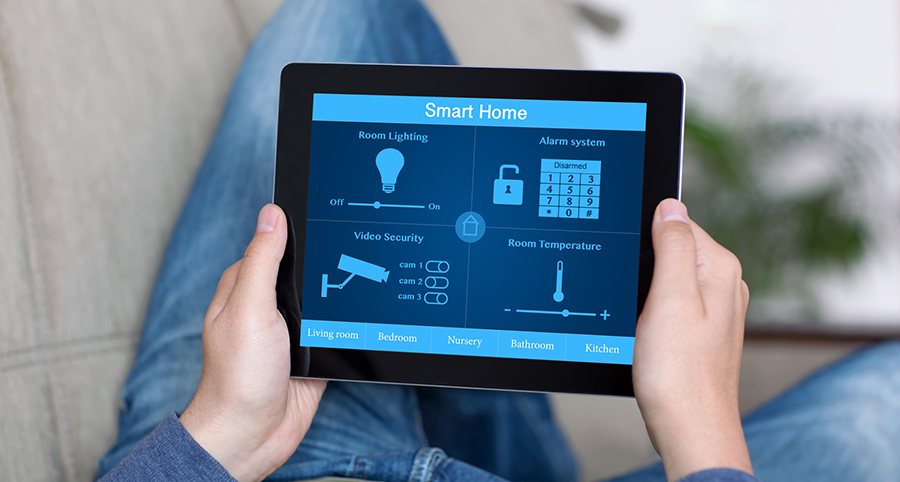 The ability to access and control security components from a mobile device is one of the top smart home trends in Harrisburg. Close-up of smart home security app.